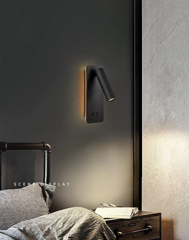 Aluminium -LED -Lesen Wandleuchten im modernen präzisen Stil schmiedeeisernen rechteckigen Wandlicht mit Acrylschatten