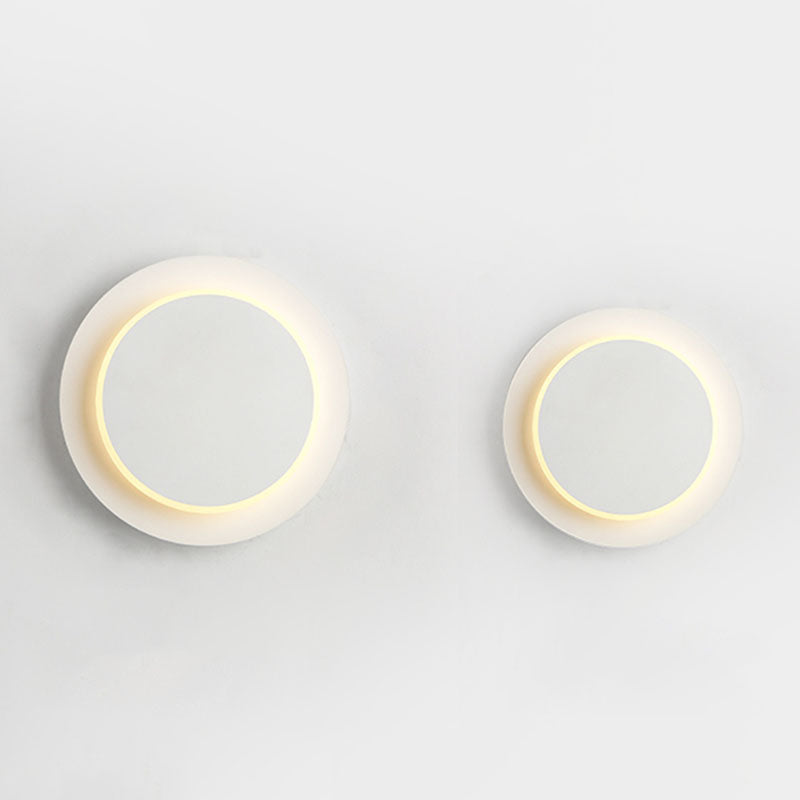 Lámpara de pared LED circular acrílica en estilo creativo moderno de hierro forjado aplastador de pared rotatable para dormitorio