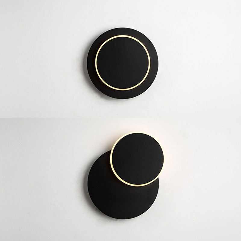 Lámpara de pared LED circular acrílica en estilo creativo moderno de hierro forjado aplastador de pared rotatable para dormitorio