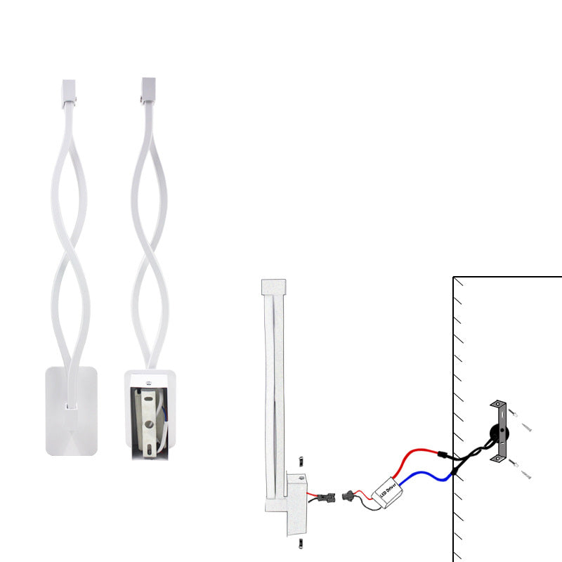 Nordic Style LED Sconce Light Fixture Twist Wall Lighting Fixture with Metal Shade