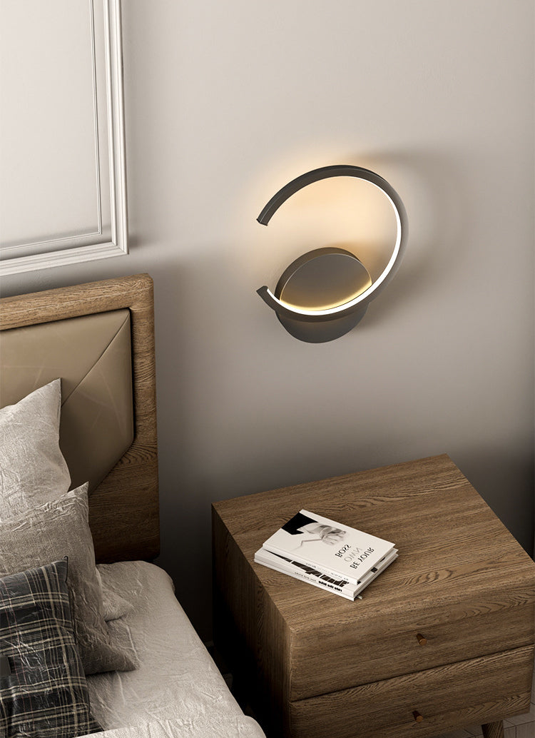 Apparecchiatura per illuminazione da parete nordica per parete da letto a led con tonalità acrilica a forma di C