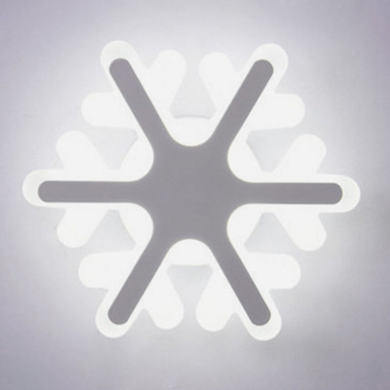 Nordic Snowflake Wall Sconce Lighting Acrylic LED Bedroom Sconce Light Fixture in White