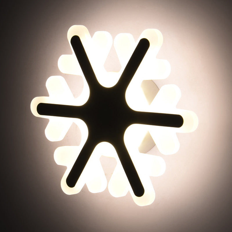 Nordic Snowflake Wall Sconce Lighting Acrylic LED Bedroom Sconce Light Fixture in White