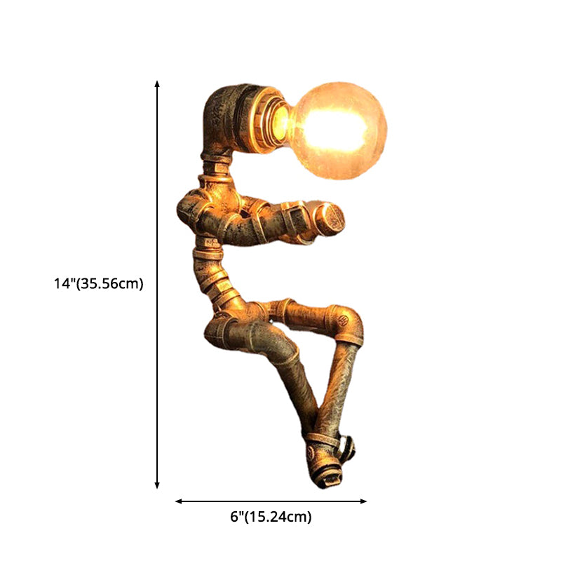 Steampunk Robot Pipe Night Light 1 Head Wrought Iron Table Light for Boys Bedroom