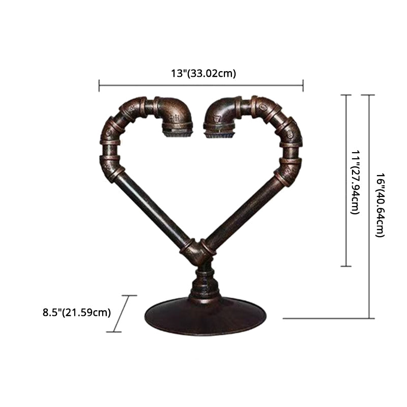 1-Light Wrought Iron Table Lamp Industrial Antiqued Brass Piping Bedroom Night Light