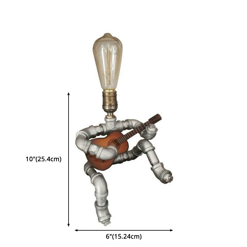 1-Light Robot Nightstand Lamp Cyberpunk Style Pipe Table Lighting for Boys Bedroom