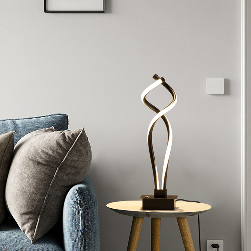 Spiral Acrylic Nightstand Light Art Deco Minimalist LED Table Lamp for Bedroom