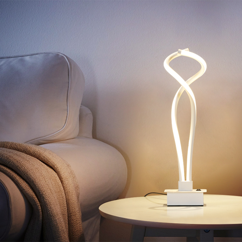 Spiral Acrylic Nightstand Light Art Deco Minimalist LED Table Lamp for Bedroom