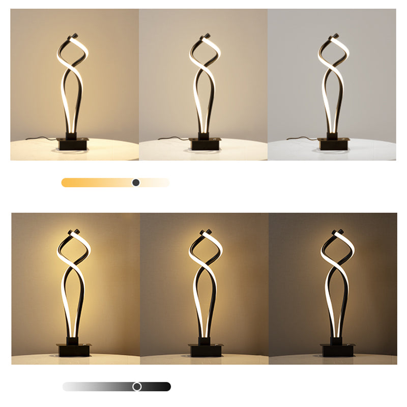 Spiral Acrylic Nightstand Light Art Deco Minimalist LED Table Lamp for Bedroom