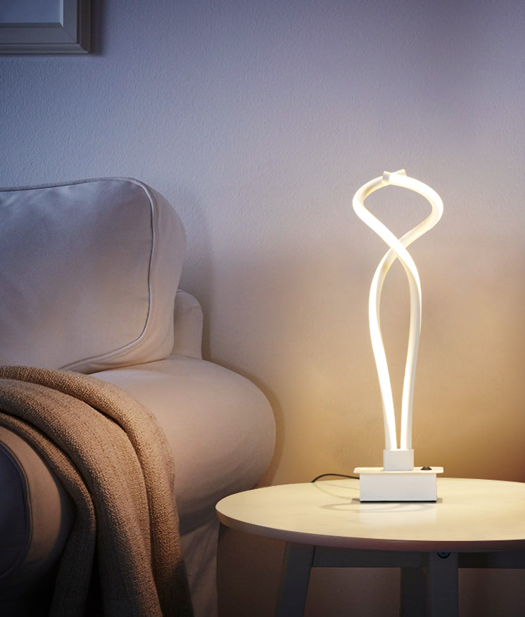 Spiral Acrylic Nightstand Light Art Deco Minimalist LED Table Lamp for Bedroom