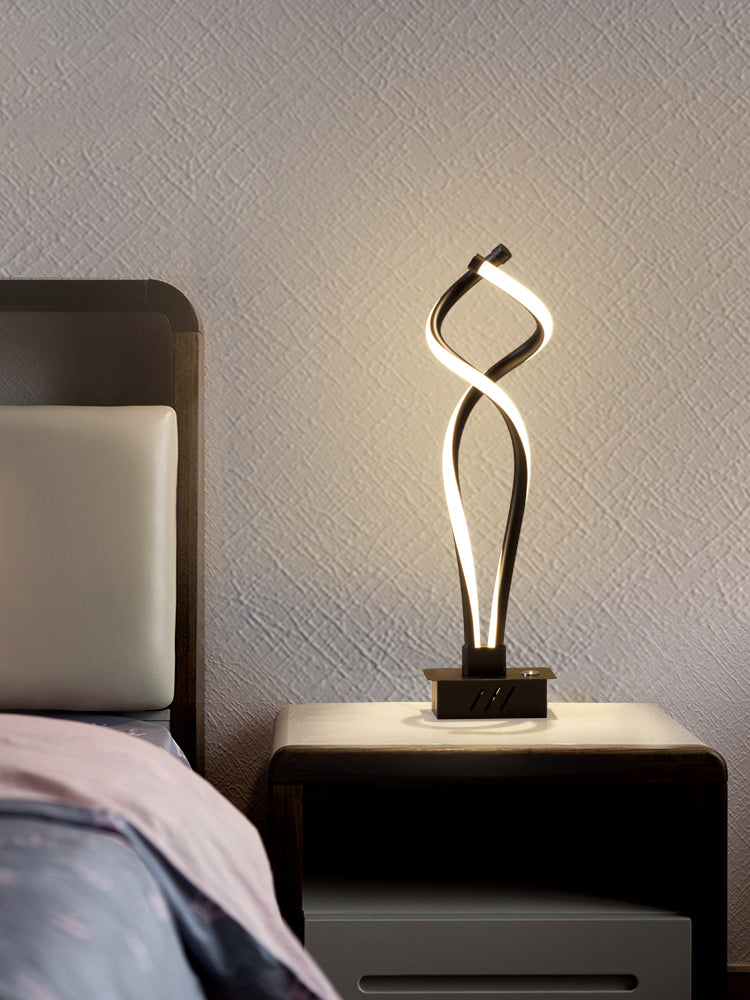 Spiral Acrylic Nightstand Light Art Deco Minimalist LED Table Lamp for Bedroom