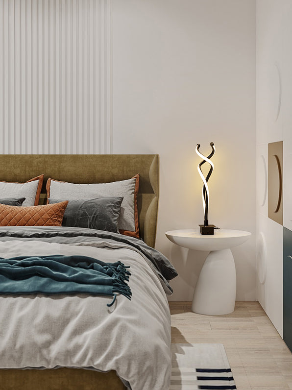 Spiral Acrylic Nightstand Light Art Deco Minimalist LED Table Lamp for Bedroom