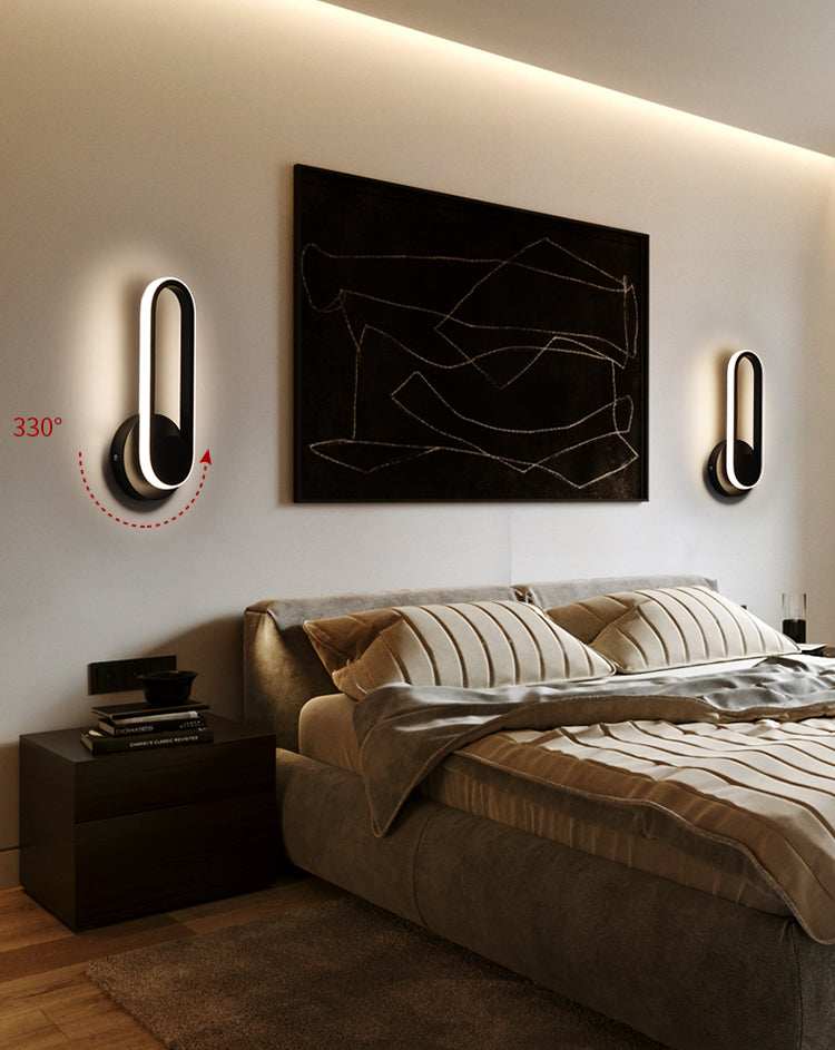 Silica Gel LED Rotable Pared Spliqu en estilo creativo moderno de hierro forjado Luz de pared oblonga para espacios interiores