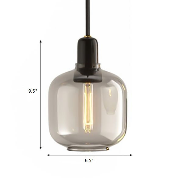 Modernistischer Zylinder Anhänger Bernstein/Rauchglas 1 Leichte Wohnzimmerhänge Deckenlampe, 4,5 "/6,5" breit