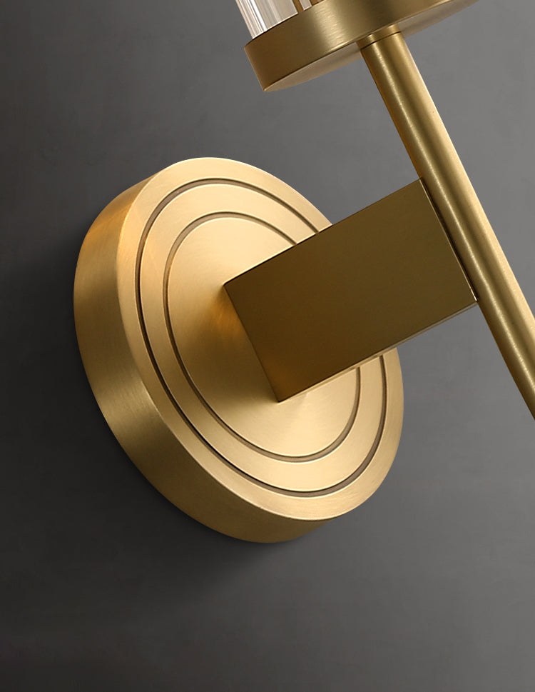 Gold Cylindrical Wall Lamp in Modern Luxury Style Copper Wall Light with Pure Glass Shade
