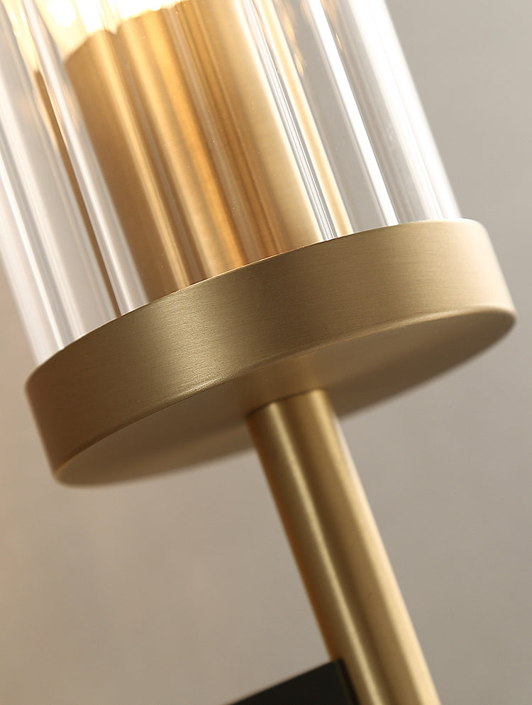 Gold Cylindrical Wall Lamp in Modern Luxury Style Copper Wall Light with Pure Glass Shade