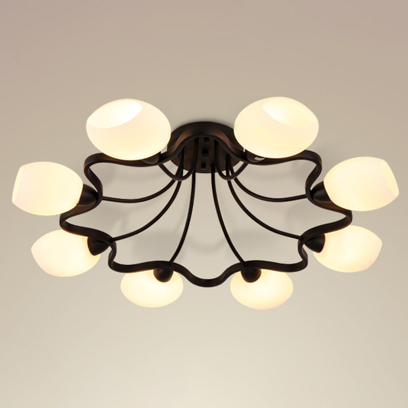 Ronde semi-inbouwlamp Melkglas Traditionele inbouwplafondlamp