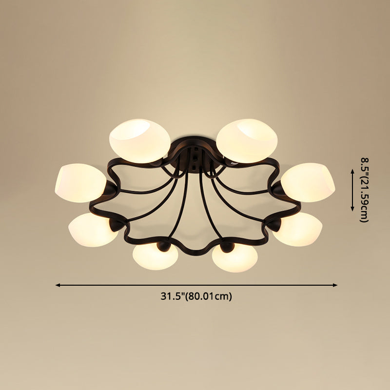Ronde semi-inbouwlamp Melkglas Traditionele inbouwplafondlamp