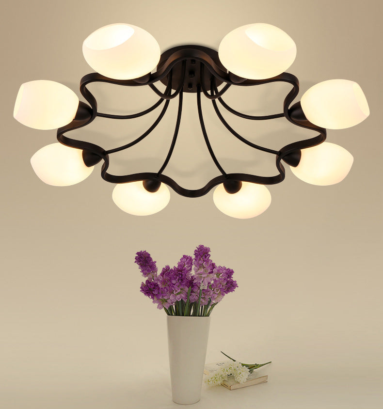 Ronde semi-inbouwlamp Melkglas Traditionele inbouwplafondlamp