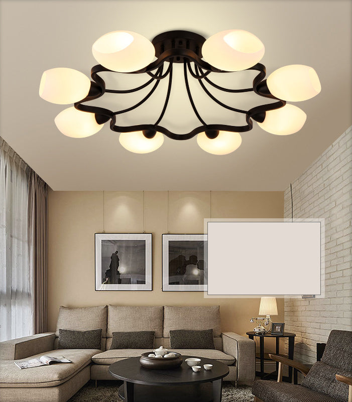 Ronde semi-inbouwlamp Melkglas Traditionele inbouwplafondlamp