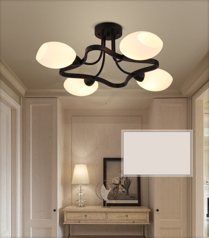 Ronde semi-inbouwlamp Melkglas Traditionele inbouwplafondlamp