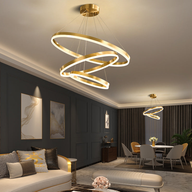 Nuevos accesorios de lámparas de lámpara de araña de oro modernas Luce de colgantes acrílico para sala de estar