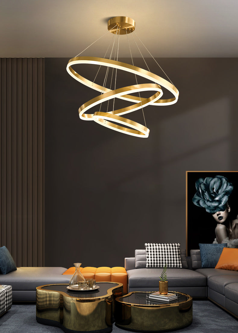 Nuevos accesorios de lámparas de lámpara de araña de oro modernas Luce de colgantes acrílico para sala de estar