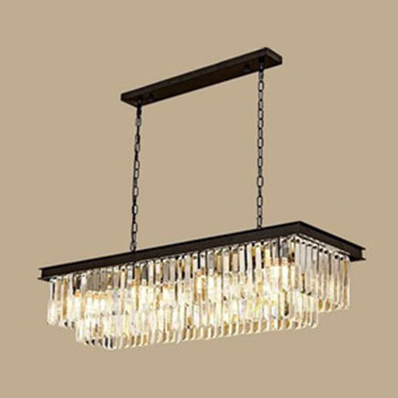 Minimalist Rectangular Island Light Fixture Crystal Living Room Island Chandelier