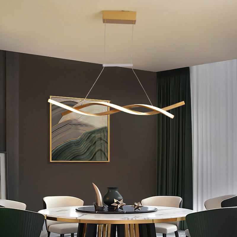 Metal Shaded Island Chandelier Light Minimalist Style LED Gold Pendant Lighting Fixture