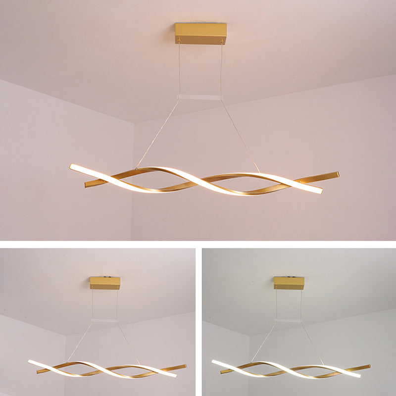 Metal Shaded Island Chandelier Light Minimalist Style LED Gold Pendant Lighting Fixture