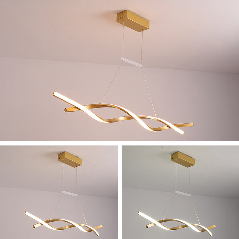 Metal Shaded Island Chandelier Light Minimalist Style LED Gold Pendant Lighting Fixture