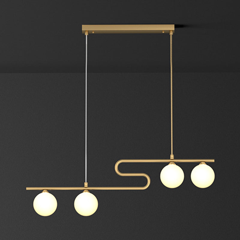 Spherical Island Lighting Fixture Nordic Style Glass Island Pendant Light for Dinning Room