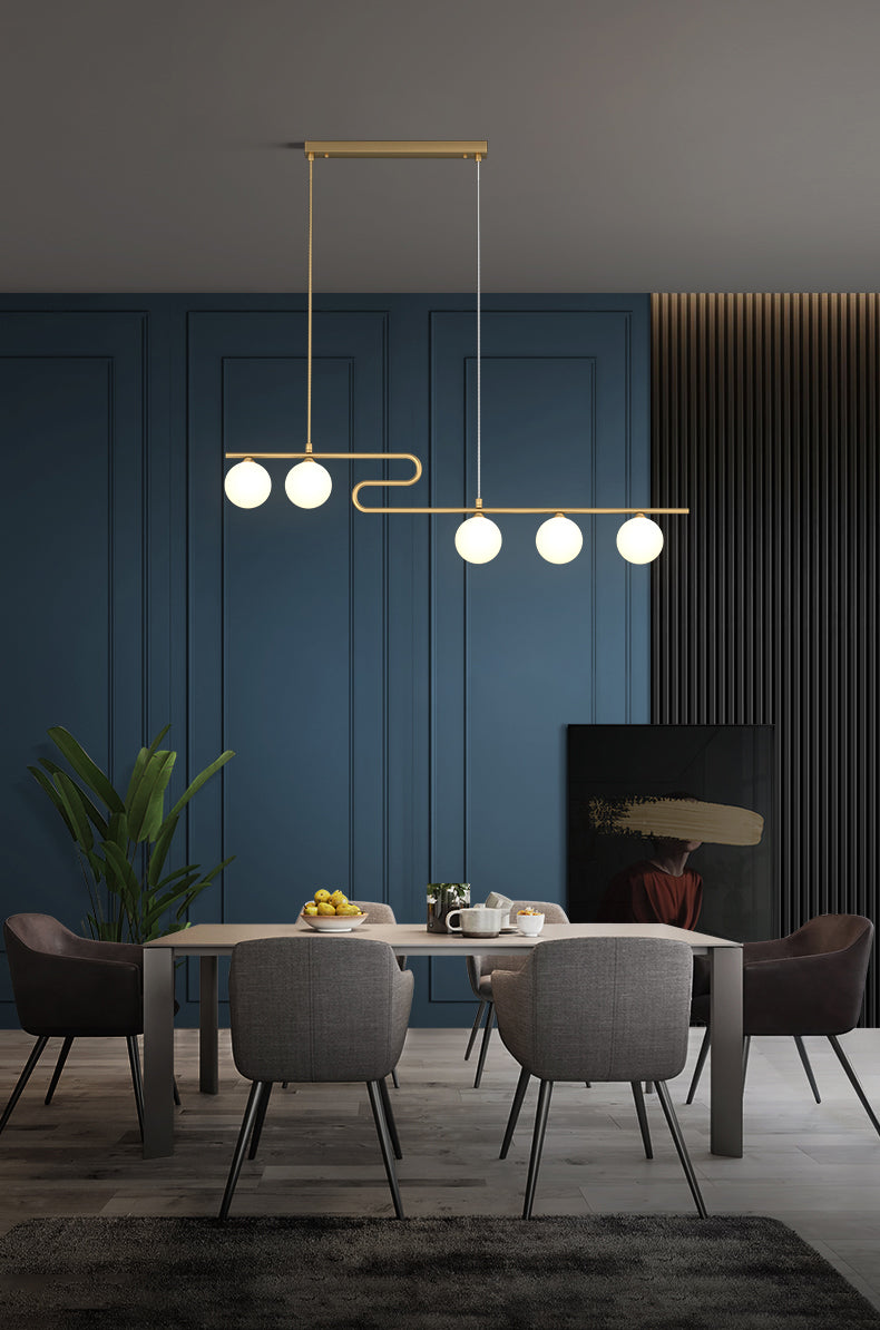 Partido de iluminación de la isla esférica Luz colgante de la isla de vidrio nórdico para comedor