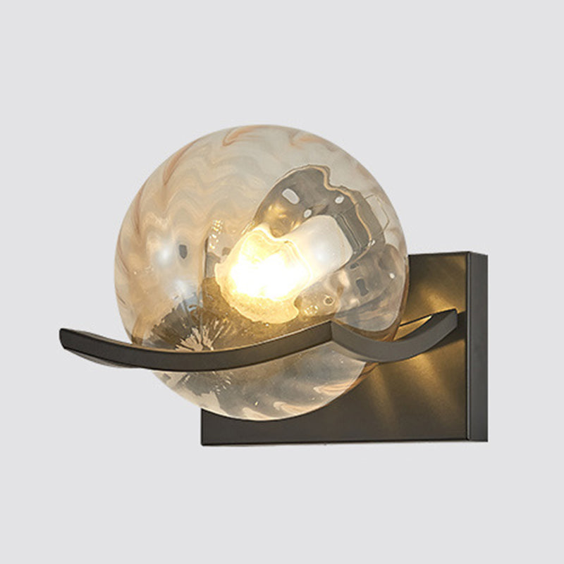 Black Globe Wall Lamp in Modern Creative Style Wrought Iron Wall Light with Glass Shade