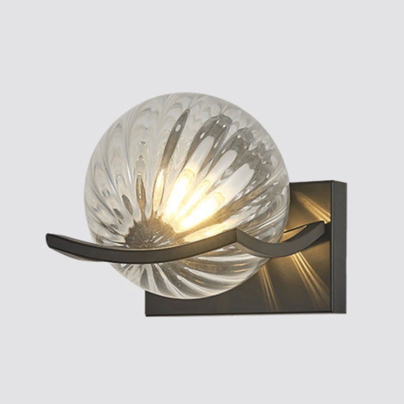 Black Globe Wall Lamp in Modern Creative Style Wrought Iron Wall Light with Glass Shade