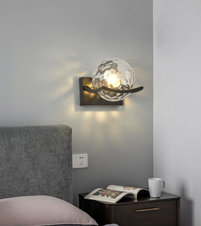 Black Globe Wall Lamp in Modern Creative Style Wrought Iron Wall Light with Glass Shade
