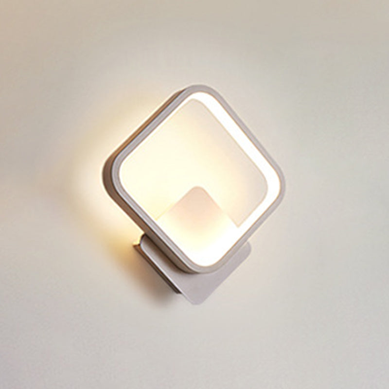 Weiße geometrische LED -Wandlampe in der modernen Einfachheit schmiedeeisere Wandleuchten mit Acrylschatten