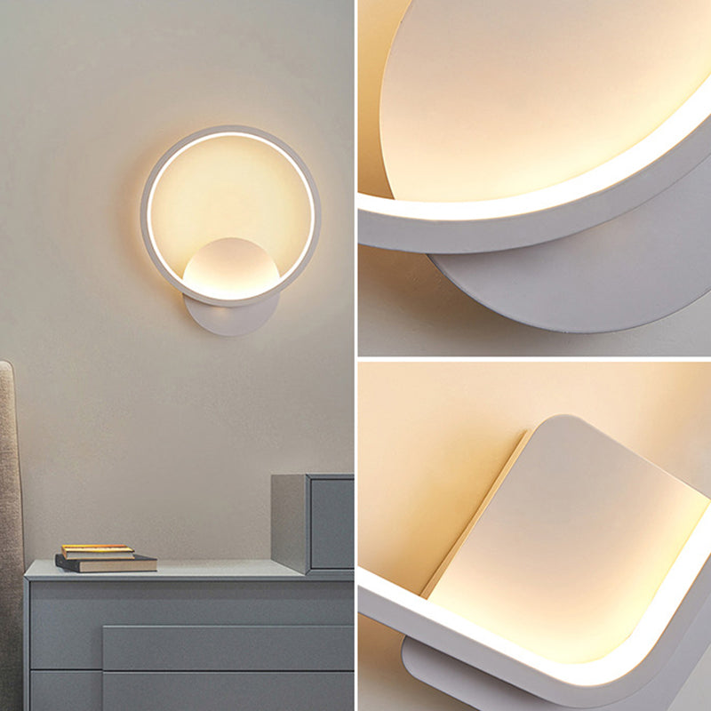 Weiße geometrische LED -Wandlampe in der modernen Einfachheit schmiedeeisere Wandleuchten mit Acrylschatten
