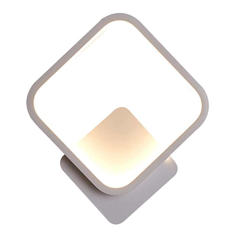 Weiße geometrische LED -Wandlampe in der modernen Einfachheit schmiedeeisere Wandleuchten mit Acrylschatten