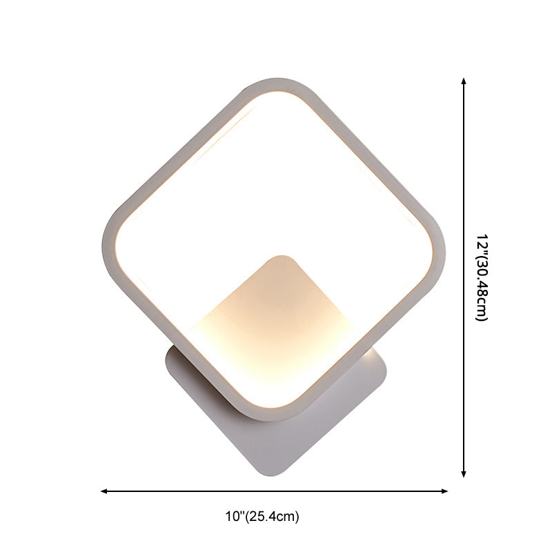 Weiße geometrische LED -Wandlampe in der modernen Einfachheit schmiedeeisere Wandleuchten mit Acrylschatten