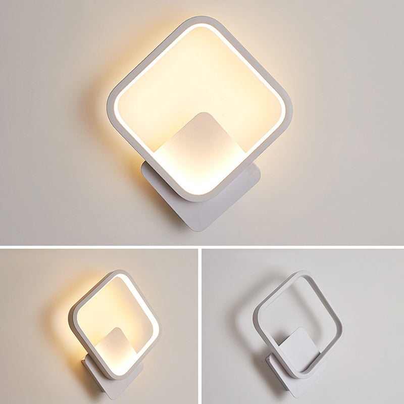 Weiße geometrische LED -Wandlampe in der modernen Einfachheit schmiedeeisere Wandleuchten mit Acrylschatten