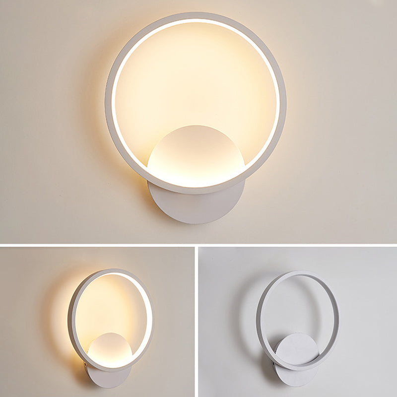 Weiße geometrische LED -Wandlampe in der modernen Einfachheit schmiedeeisere Wandleuchten mit Acrylschatten