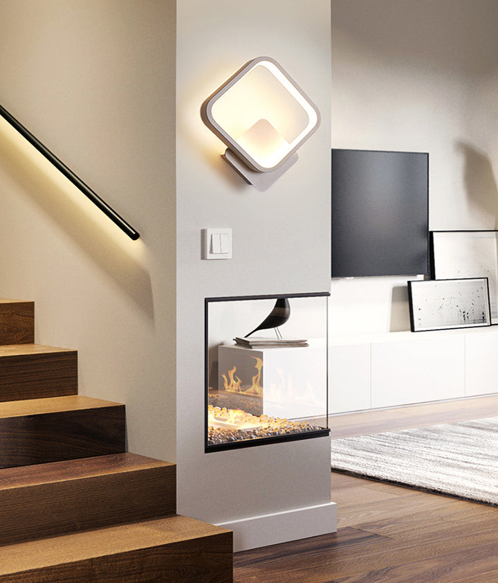 Weiße geometrische LED -Wandlampe in der modernen Einfachheit schmiedeeisere Wandleuchten mit Acrylschatten