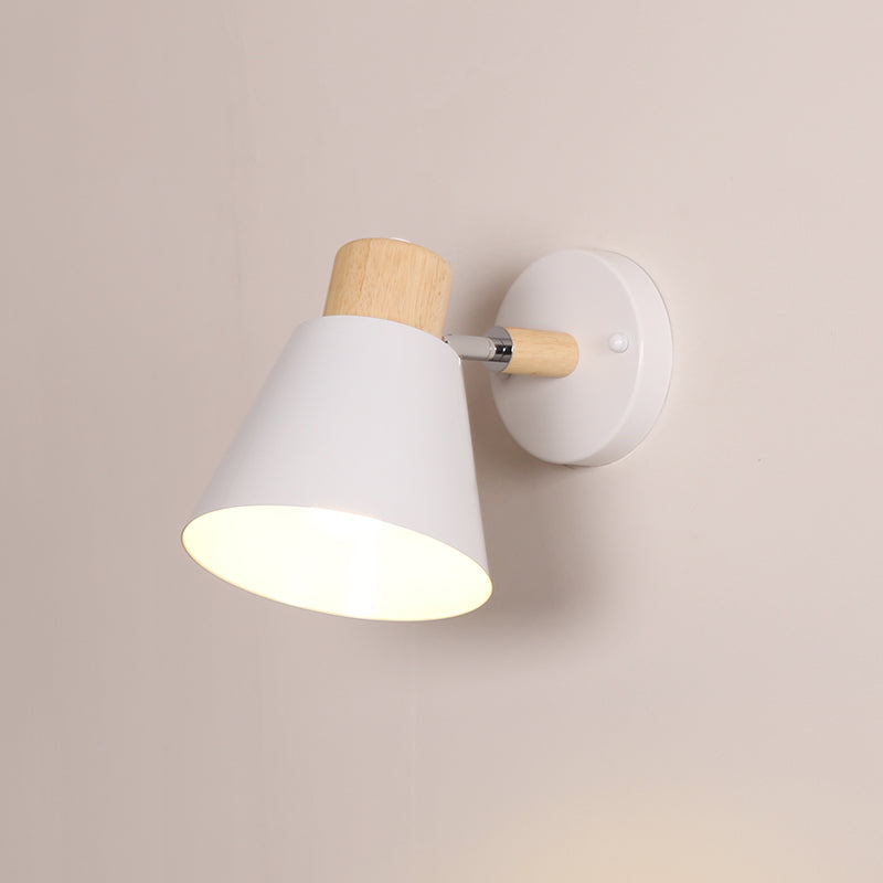 Cone-Shaped Wall Mount Lighting Nordic Style Metal Sconce Light Fixture for Bedroom
