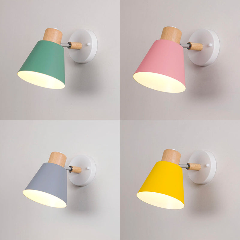Cone-Shaped Wall Mount Lighting Nordic Style Metal Sconce Light Fixture for Bedroom