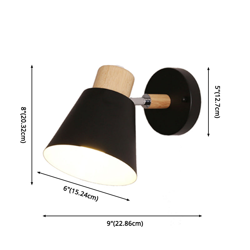Cone-Shaped Wall Mount Lighting Nordic Style Metal Sconce Light Fixture for Bedroom