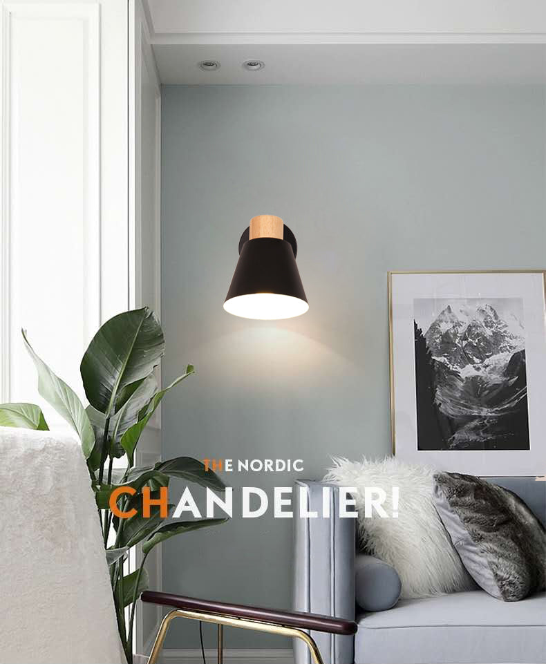 Cone-Shaped Wall Mount Lighting Nordic Style Metal Sconce Light Fixture for Bedroom