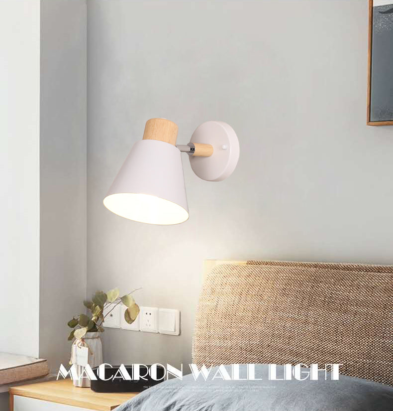 Cone-Shaped Wall Mount Lighting Nordic Style Metal Sconce Light Fixture for Bedroom