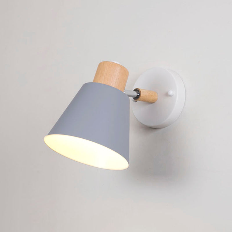 Cone-Shaped Wall Mount Lighting Nordic Style Metal Sconce Light Fixture for Bedroom