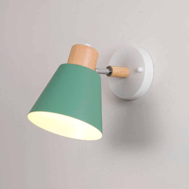 Cone-Shaped Wall Mount Lighting Nordic Style Metal Sconce Light Fixture for Bedroom